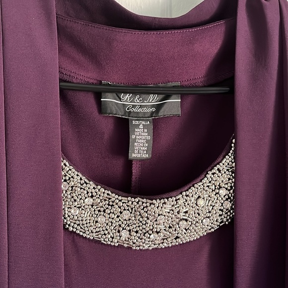 R & M Richards NWT 2PC Plum Party Sheath Dress with Sheer Jacket, Size 4 - Picture 7 of 17